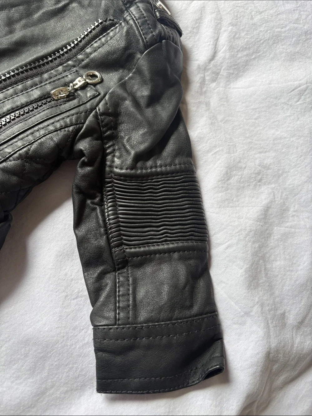 Urban Republic Black Faux Leather Girls Moto Jacket with Peplum